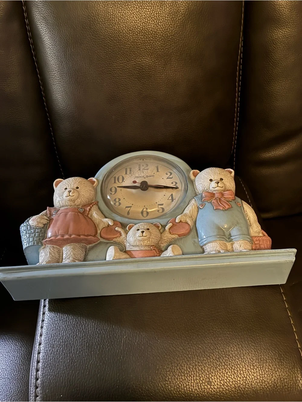 Vintage 1987 Homco Teddy Bear Family Nursery Quartz Clock - Cottage Core